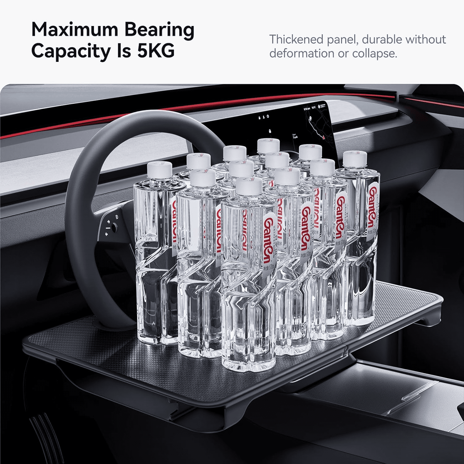 2-in-1 Car Steering Wheel Desk Tray & Car Seat Gap Filler Organizer – Foldable Carbon Fiber Look Table for Laptop, Eating Food, Writing – Universal Fit for Most Vehicles