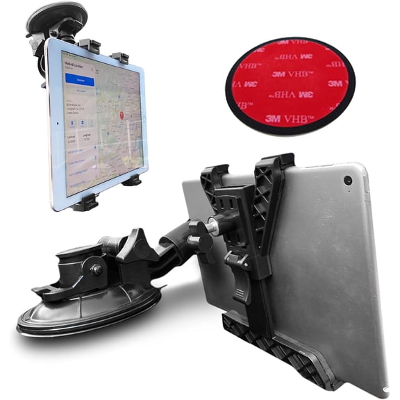 2-in-1 Car Tablet Holder Dashboard Windshield Cradle Strong Suction Cup Tablet Car Mount for iPad iPad mini Samsung Galaxy Fits All 6" - 12.9" Tablets