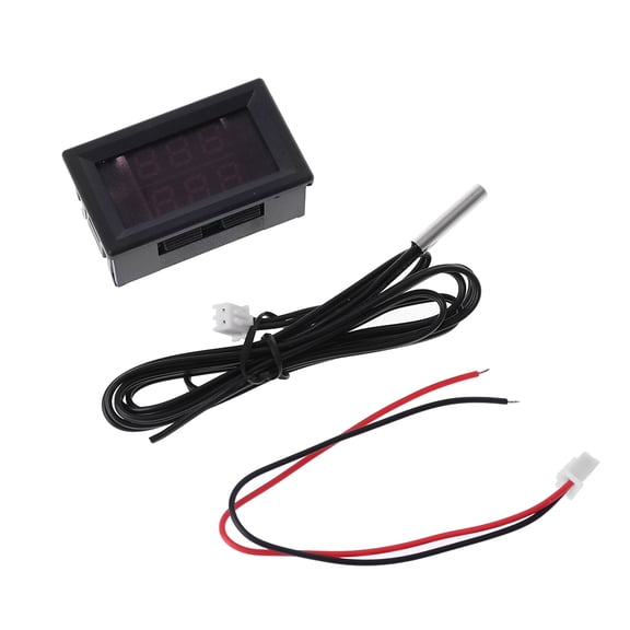 2-in-1 Car Voltmeter Square LED Display Digital Voltage Gauge Meter for Most Car SUV Truck Bus Dispaly