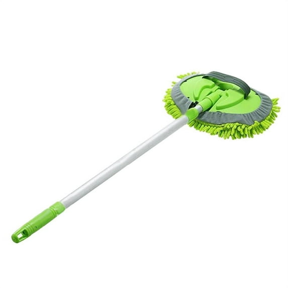 2 in 1 Car Wash Mop Mitt with Long Handle, Chenille Microfiber Dust Brush Extension Pole 24-46In, Scratch Cleaning Tool