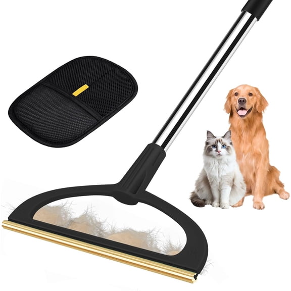 2 in 1 Carpet Rake for  Removal,  Removal Broom - 56" Adjustable Long Handle   Hair Remover Carpet Scraper for Rugs, Mats, Couch, Bed