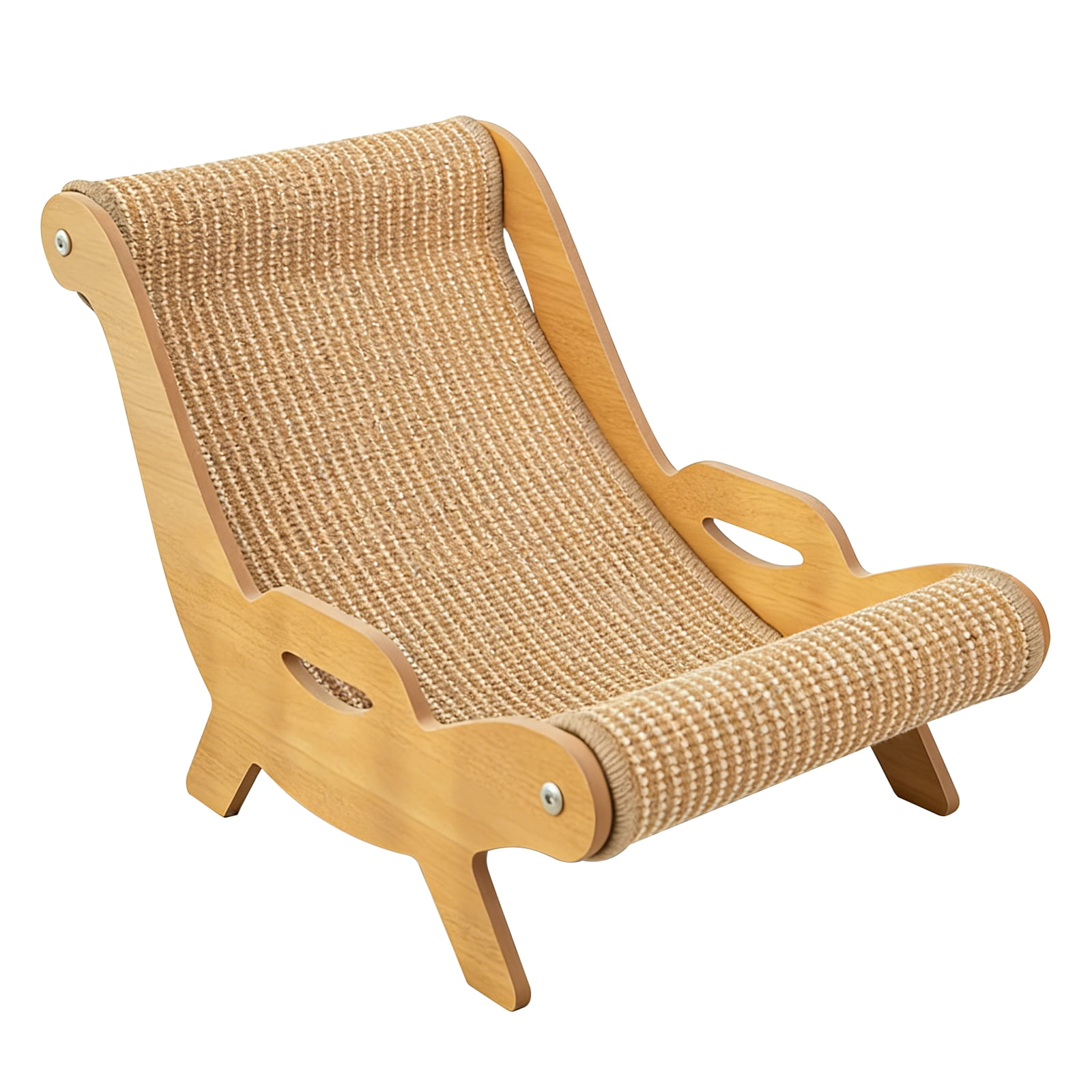 2 in 1 Cat Scratcher Lounge Chair, Wooden Hammock Bed With Woven Scratching Surface for Cats Kittens Dogs
