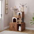 thumbnail image 1 of 2-in-1 Cat Tree with Hidden Litter Box Enclosure, Wooden Cat Tower & Litter Box Cabinet – Scratching Posts, Cat Condo Cave, Storage, Washable Cushion, 1 of 8