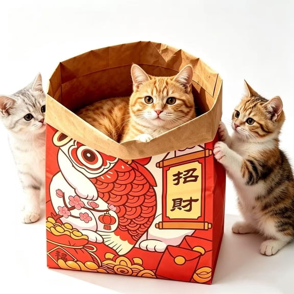 2-in-1 Cat Tunnel & Sleeping Bag – Crinkle Paper Hideaway, Foldable, Interactive Toy for Cats and Small Dogs(M)
