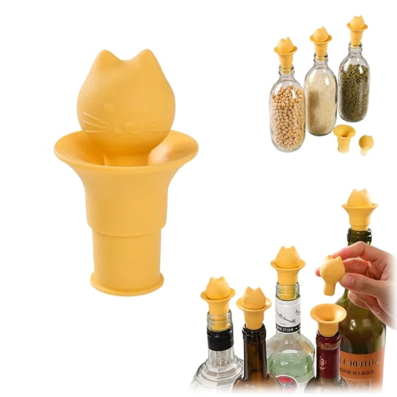 2-in-1 Cat Wine Stopper & Pourer, Funny Silicone Bottle Cap Keeps Wine Fresh, Leak-Proof Spout for Parties, Reusable Beverage Sealer Gift for Cat Lovers