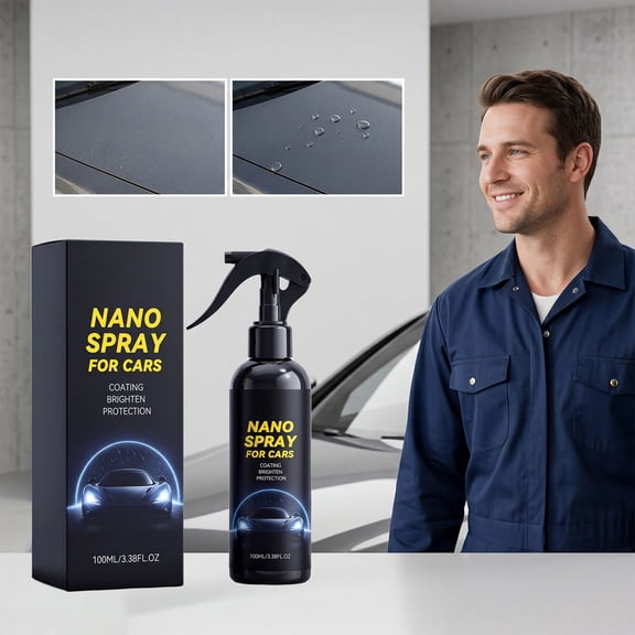 2-in-1 Ceramic Spray Wax & Nano Coating - Hydrophobic Quick Detailer for Cars, Trucks, SUVs, RVs & Motorcycles, Waterless Wash and Shine Enhancer with UV Protection
