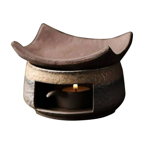 2-in-1 Ceramic Tea Roasting Stove & Aromatherapy Burner Set, Handmade Wax Melts Warmer with Tealight Holder, Home Fragrance Diffuser for Tea Brewing, Meditation, Relaxation & Bedroom Decor