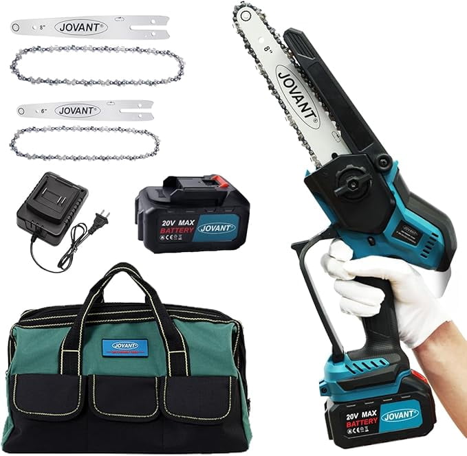 2-in-1 Chainsaw, Cordless Electric Chain Saw, 8 inch & 6 inch Chain Saw with 4A Rechargeable Battery, Battery Powered Handheld Chainsaw For tree trimming and wood cutting
