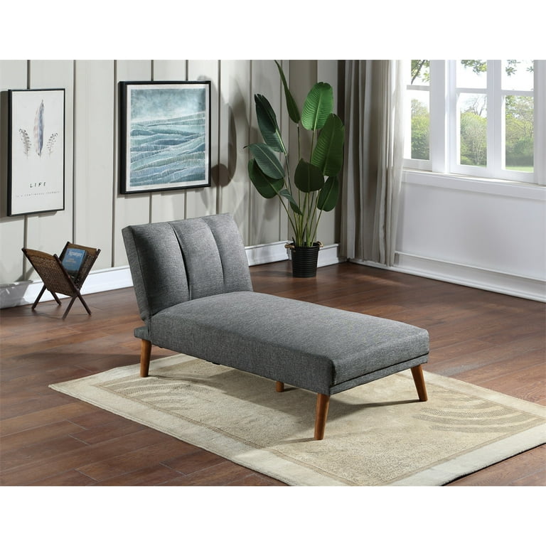 2-in-1 Chaise Lounge, Modern Convertible Couch Bed with Solid Wood