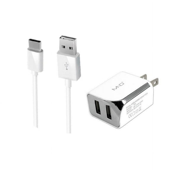 2-in-1 Chargers Bundle Compatible for Xiaomi Mi 9 Explore, Mi 9 SE , Mi 9, Redmi Note 7, Black Shark Helo (White) - 2.1Ah Travel Charger Adapter (Dual Port) + USB Charging Cable