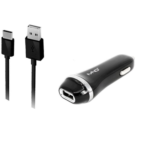 2-in-1 Chargers for Xiaomi Mi 11 Pro,Mix Fold, 11 Ultra, 11i, 11 Lite, Black Shark 4 Pro, 4, Poco X3 Pro, F3, 10S (Black) - 2.1Ah Car Charger Adapter + USB Charging Cable