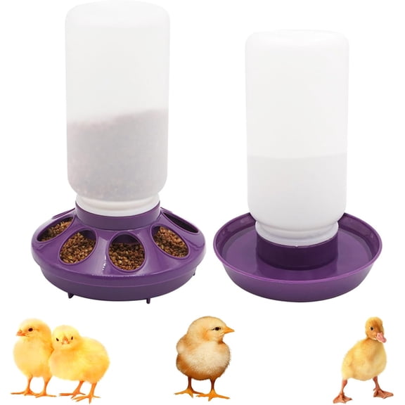 2-in-1 Chick Starter Set, 0.3Gal Chick Feeder and Waterer Kit for Baby Chicken Duck Brooder Duck Feeder Quail Feeder Chicken Feeder and Waterer Set