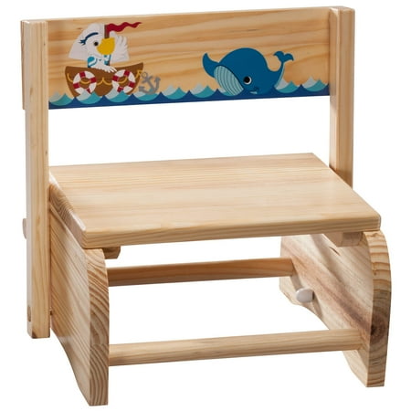 2-in-1 Children's Step Stool and Chair, Ocean Design