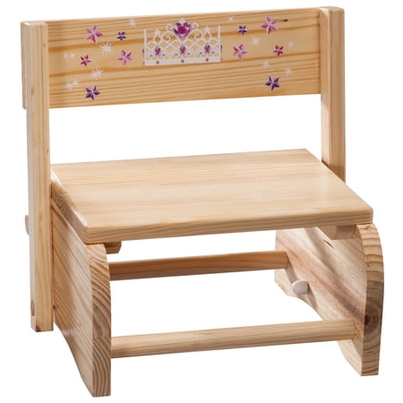 2-in-1 Children's Step Stool and Chair, Princess Design