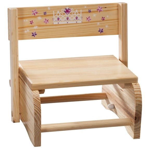 2-in-1 Children's Step Stool and Chair, Princess Design