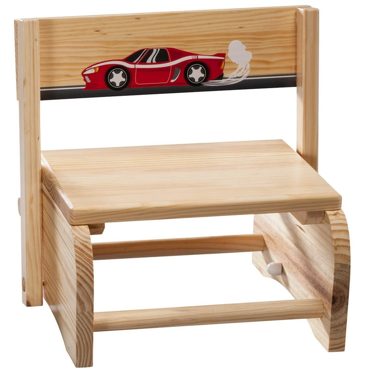 2-in-1 Children's Step Stool and Chair, Racecar Design