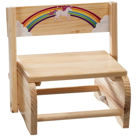 2-in-1 Children's Step Stool and Chair, Unicorn Design