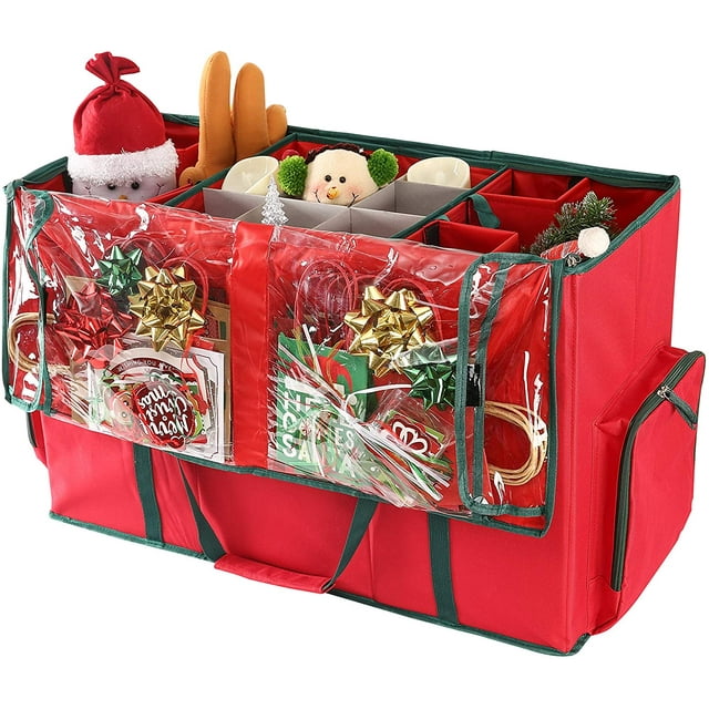 2in1 Christmas Ornament Storage Box & Xmas Figurine Container Easy