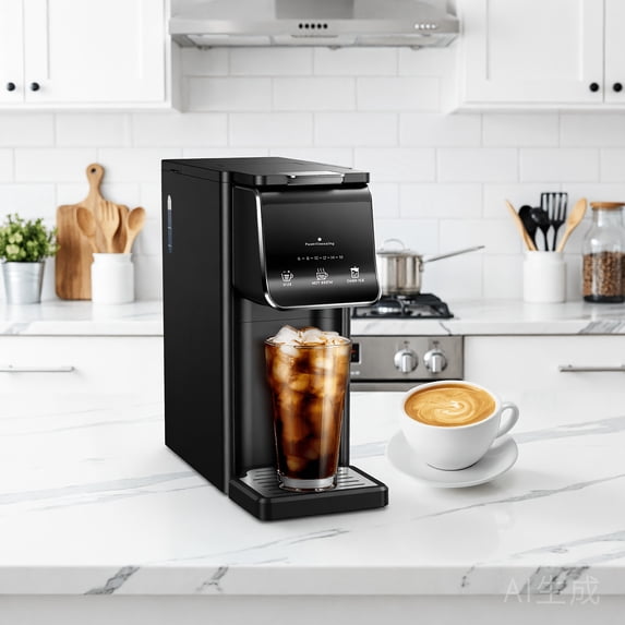 2-in-1 Coffee Maker Compatible with Capsule & Ground Coffee, 6-16oz Adjustable Brew Size, 40oz Large Water Tank, Easy Operation Compact Coffee Machine, Black