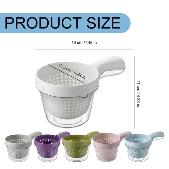 2-in-1 Colander Bowl with Handle - Double Layer Vegetable and Berry Washer with Raised Drain Base - Pink