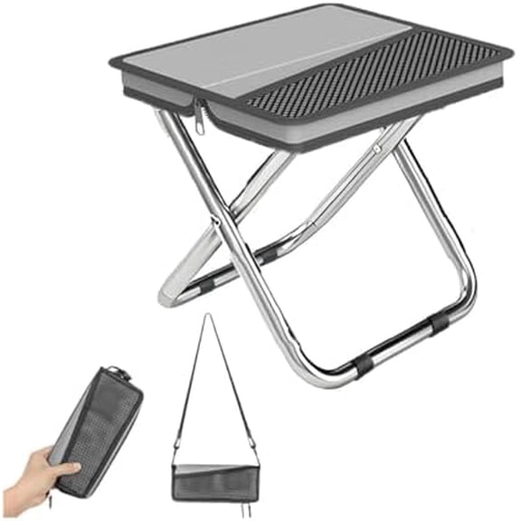 2-in-1 Collapsible Camping Stool & Sling Bag / 220LB Load Capacity Folding Portable Fishing Stool/Collapsible Stool for Camping, Hiking, Fishing, Gardening & Beach Outdoor Activities