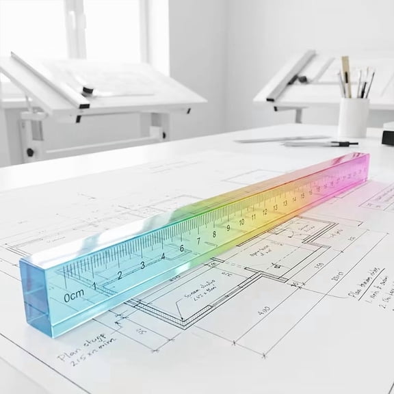 2-in-1 Colorful Ruler and Measuring Cube Set Geometric Drawing Tool for Students, Teachers, Artists Bright Math Geometry Kit for Straight Lines, 3D Shapes, and Volume Exploration