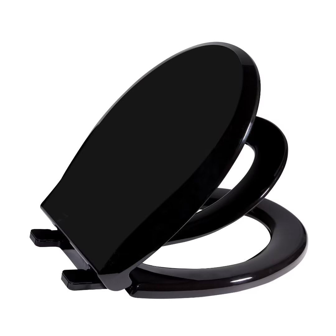 2-in-1 Commercial Toilet Seat with Built-In Toddler Potty Training - Soft Quiet Close, Non-Slip, Durable Hinges, Easy Install & Clean, Magnetic Child Seat, Fits Standard Toilets, Black