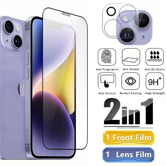 2-in-1 Compatible with iPhone 12 Pro/12 Pro Max 11/11 Pro/11 Pro Max/12/12 Mini Screen Protector/13/13 Mini/13 Pro/13 Pro Max Glass and Compatible with 14/14 Plus/14 Pro/14 Pro Max Tempered Glass