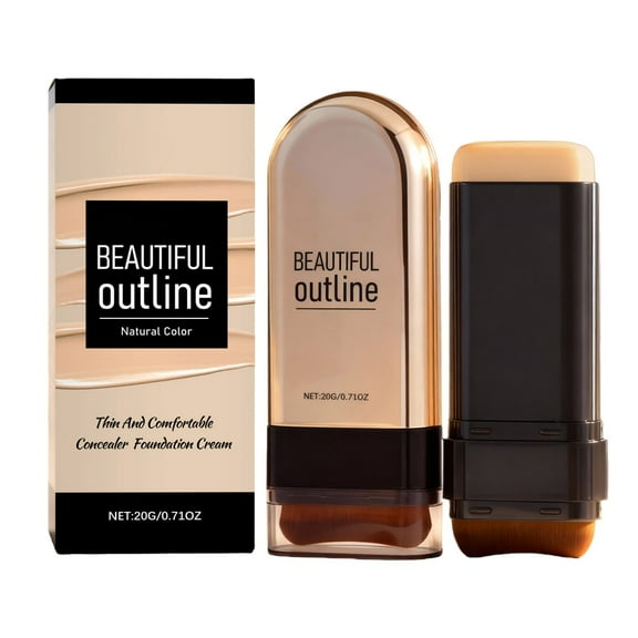 2-in-1 Concealer and Foundation Stick – Cream Coverage for Dark Circles and Blemishes, Hydrating Face Stick with Double-Ended Brush for All Skin Types, 20g