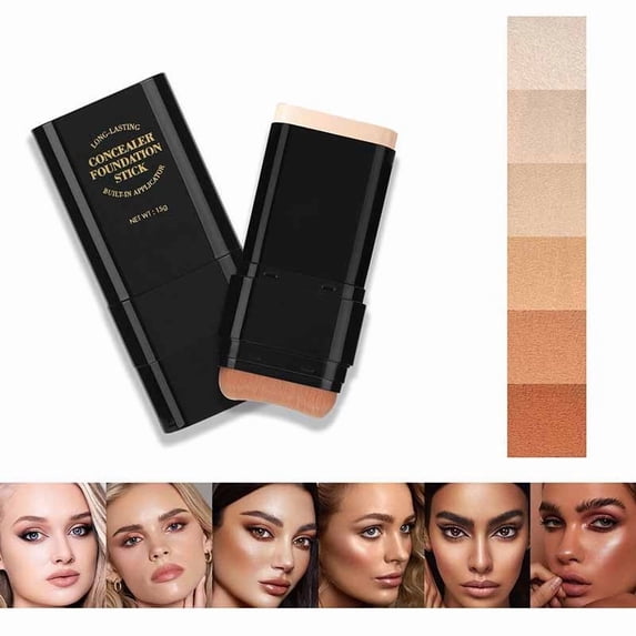 2 in 1 Concealer Foundation Stick, Long-Lasting Makeup Covers Blemishes