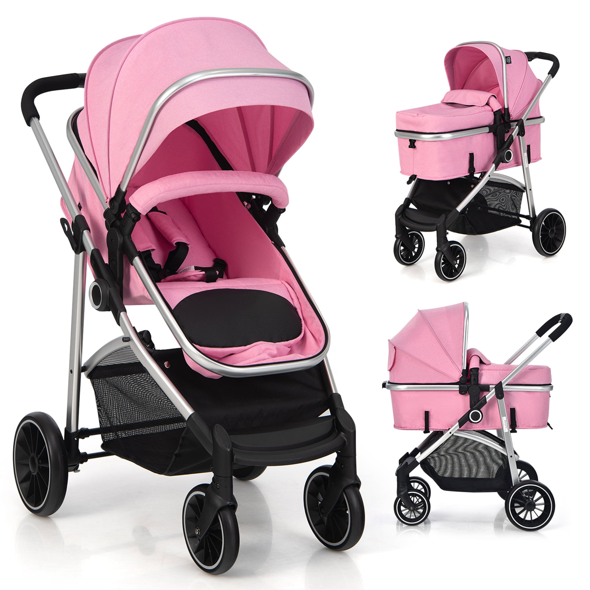 2 in 1 Convertible Baby Stroller High Landscape Infant Stroller Grey 