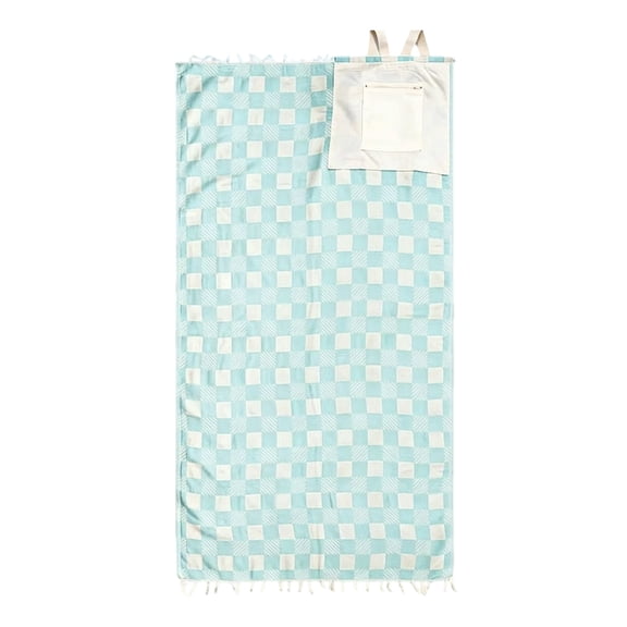 2-in-1 Convertible Beach Towel Backpack, Oversized Sand-Repellent Microfiber with Hidden Pocket, Hands-Free Travel Bag for Women Men – Pool Gym Vacation Essential (Boho Turtle Print)Mint Green