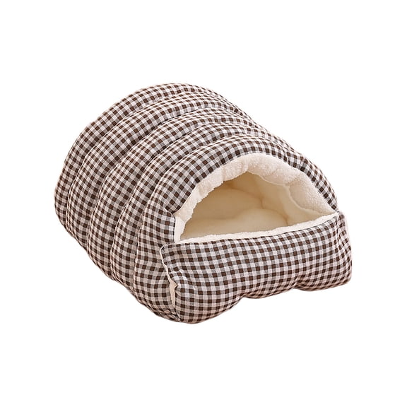 2-in-1 Convertible Cat House, Checkered Warm Removable Cat Bed Washable Pet Bed with Semi-Enclosed Design for Cats Under 8 lbs