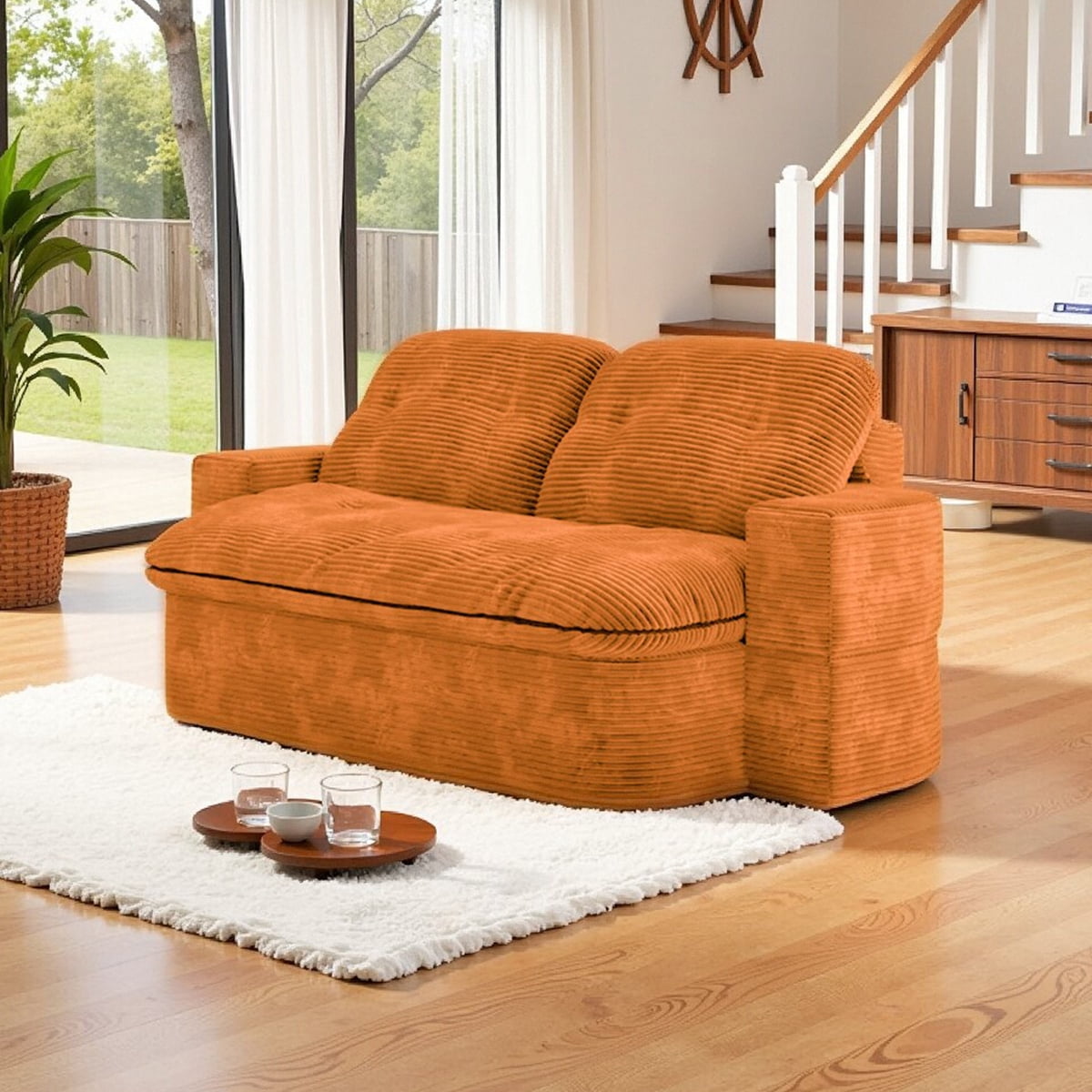 2-in-1 Convertible Modular Sofa Bed with Memory Foam Mattress - No ...
