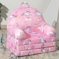 thumbnail image 1 of 2 in 1 Convertible Plush Kids Sofa Flip Open Sofa Seat with Pockets for Toddler Baby Girls, 1 of 7