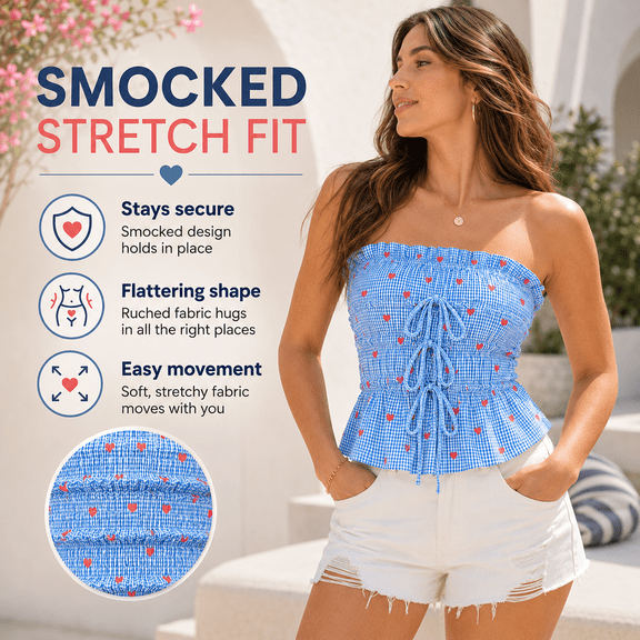 2-in-1 Convertible Ruched Bandeau Top / Skirt Adjustable Ruched Outfit Piece for Summer OOTD, Beach Days, Shopping and Social Events