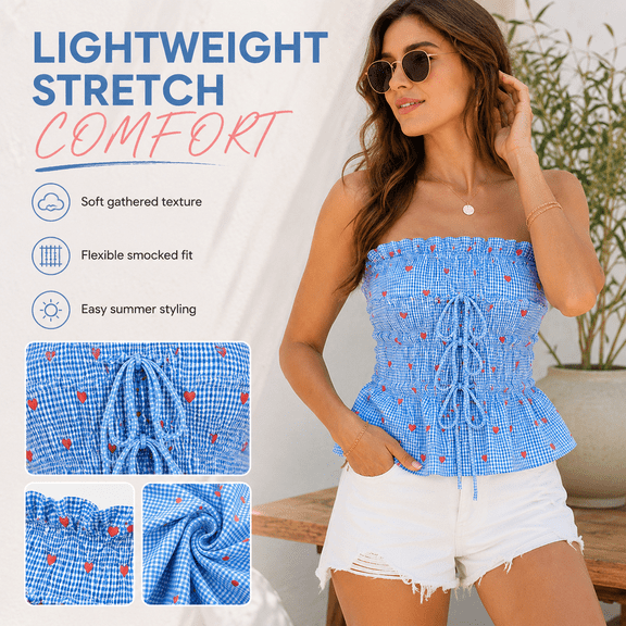 2-in-1 Convertible Ruched Bandeau Top / Skirt Ruched Drawstring Style for Chic Summer Looks, Travel Wardrobes and Everyday Casual Outfits