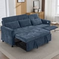 thumbnail image 1 of 2-in-1 Convertible Sleeper Sofa Bed with Recliner, Chenille Pull Out Couch with USB Ports and Three-Level Adjustable Backrest, 3 Seat Cloud Sectional Couch for Living Room, Blue, 1 of 9