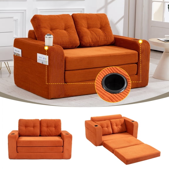 2 in 1 Convertible Sofa Bed, Expandable Double Sofa Bed, Fold Out Floor Couch with Pillows for Living Room, Bedroom, Lounge,qqq