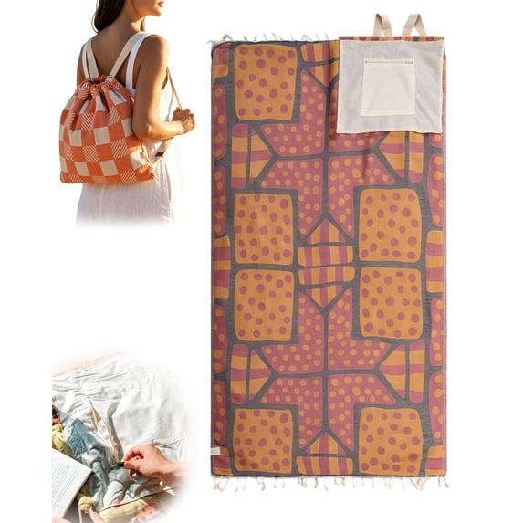 2-in-1 Convertible Towel & Backpack with Inner Zip Pocket & Sand ...