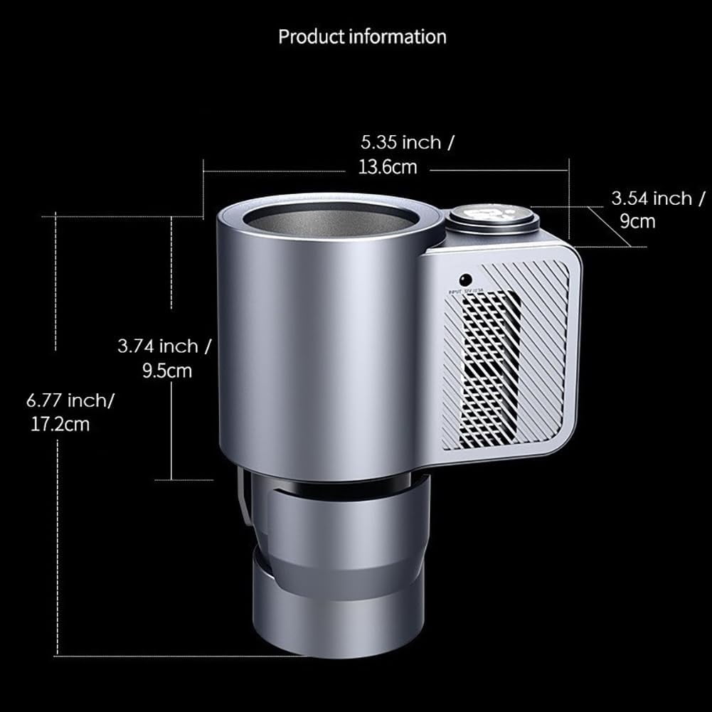 2-in-1  Cooler Cup Holder, Portable Car Beverage Warmer and Chiller with LCD Display for Office Travel Home