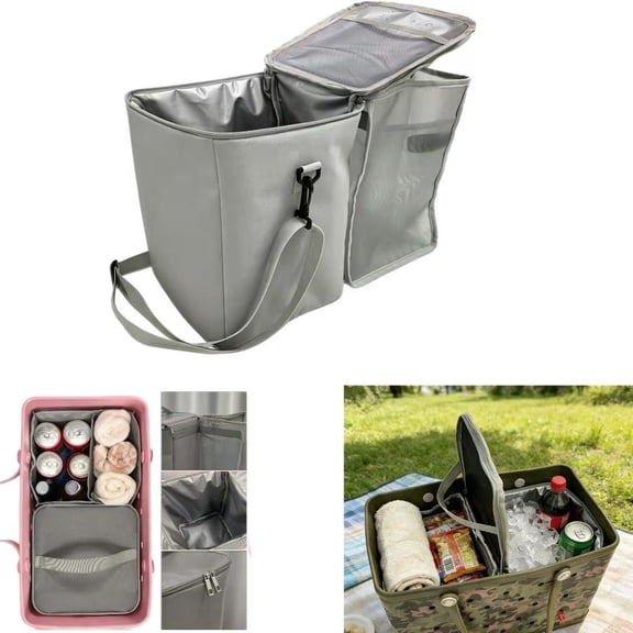 2-in-1 Cooler Organizer Insert for BEACH Bag Accessories,Portable Leak-Proof Ice Chest, Lightweight Mesh Divider Inserts Pouch