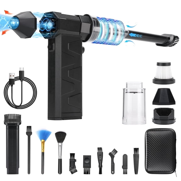 2-in-1 Cordless Air Duster & Vacuum Cleaner - 180,000 RPM Adjustable Speed Portable Dust Blower for Keyboard, Camera, Home & Office Use