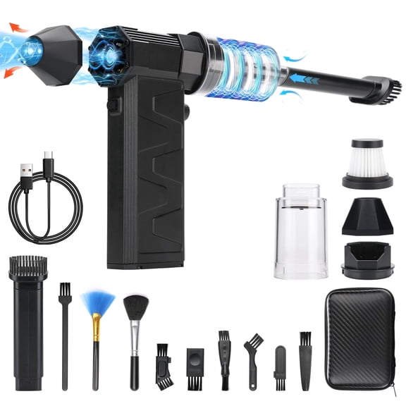 2-in-1 Cordless Air Duster & Vacuum Cleaner - 180,000 RPM Adjustable Speed Portable Dust Blower for Keyboard, Camera, Home & Office Use