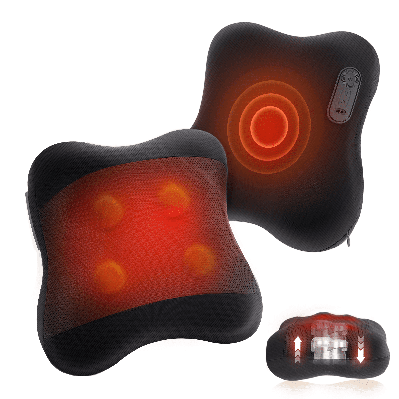 Easezen 2-in-1 Cordless Shiatsu Back Massager with Heat, Upgraded 4D Liftable Massage Nodes & Dual-Side Heating Kneading Gift for Women Men