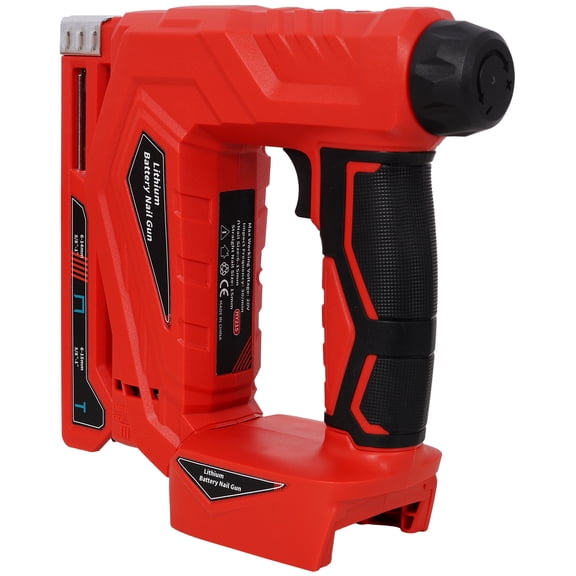 2-in-1 Cordless Brad Nailer & Narrow Crown Stapler, Compatible with Milwaukee 20V MAX Battery, Battery Powered Nailwith Safety Lock, Professional Woodworking DIY Fastening Tool, Tool Only, Red
