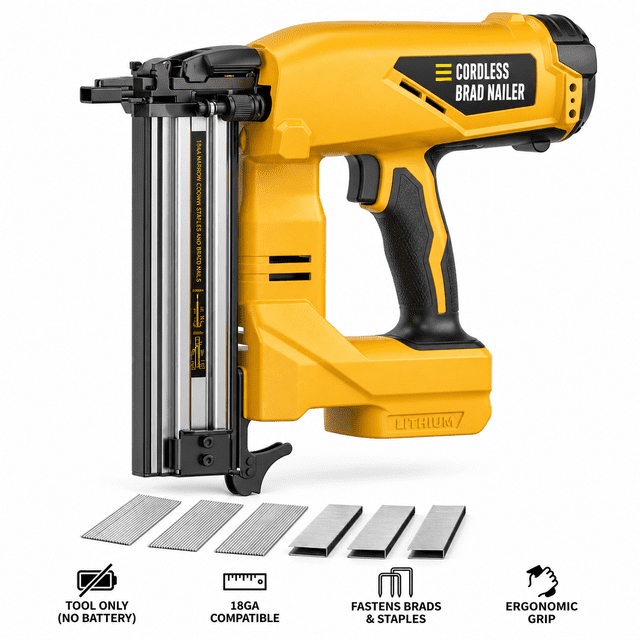 2-in-1 Cordless Brad Nailer Stapler Compatible with DeWalt 20V Battery ...