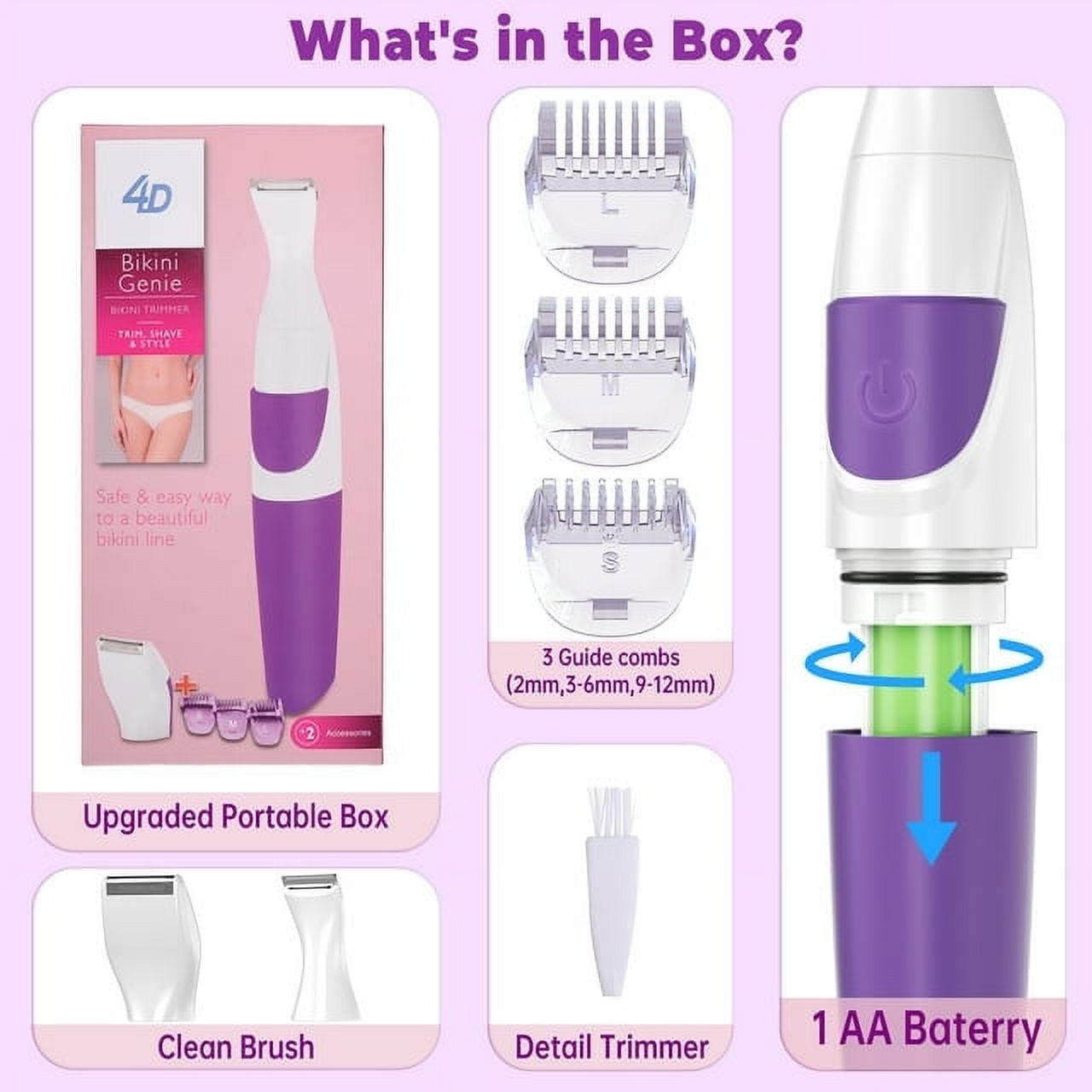 2-in-1 Cordless Electric Razor for Women, Painless Electric Hair ...