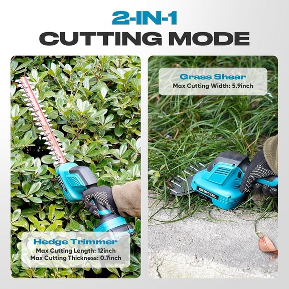 2-in-1 Cordless Hedge Trimmer & Grass Shears with  18V Battery Compatibility, 20V Handheld Bush Trimmer Kit