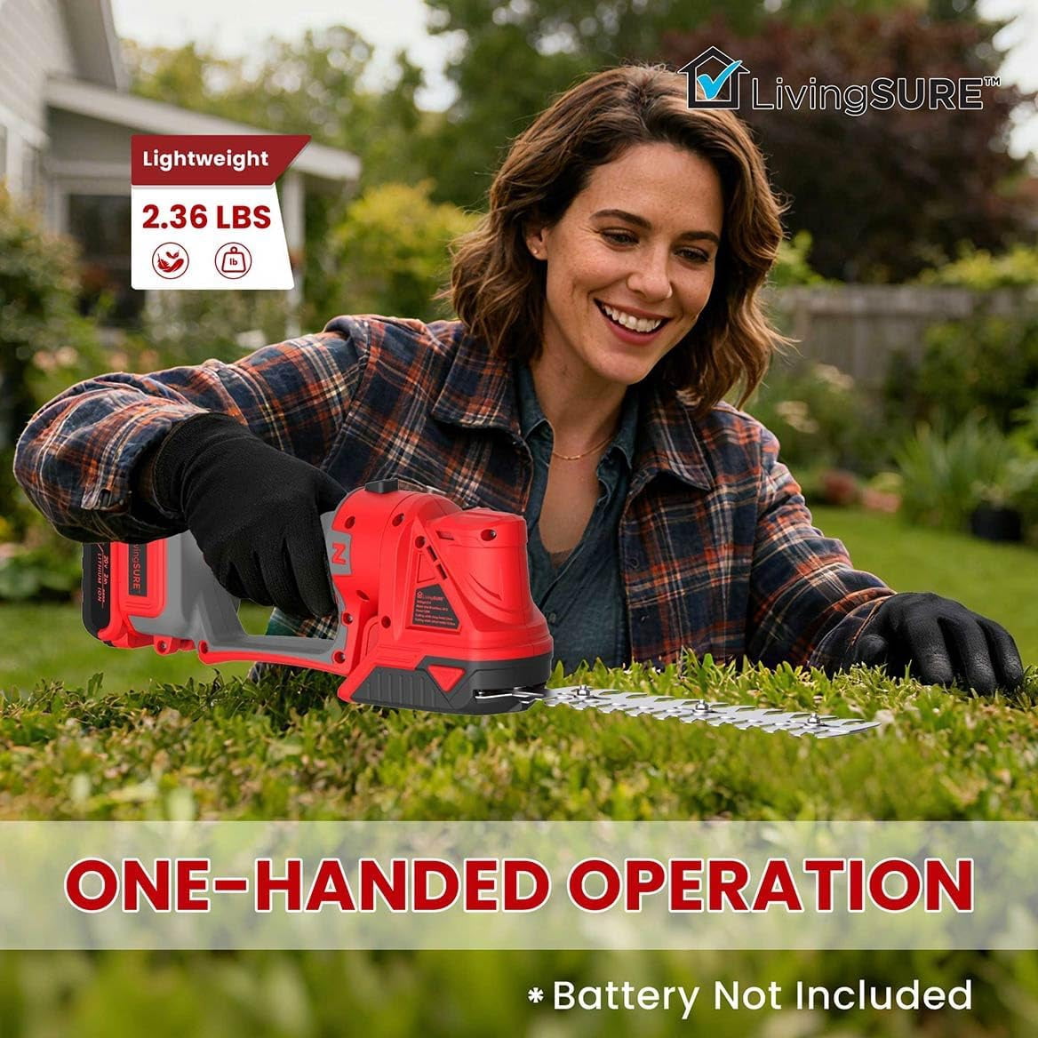 2-in-1 Cordless Mini Hedge Trimmer Electric Dual-Function Gardening Power Tool for Shrubs and Lawns